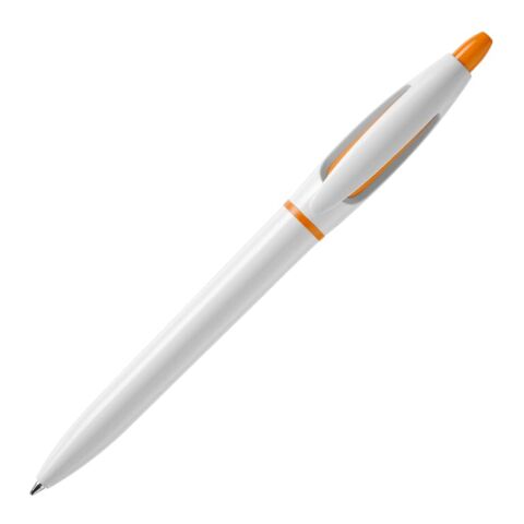 Stylo S! opaque Blanc-Orange | Sérigraphie 1 couleur | À 270 degrés du clip | 40 mm x 25 mm | non disponible