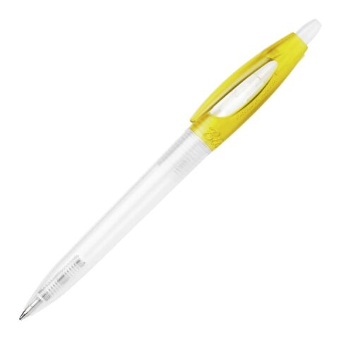 Stylo Bio-S! Clear transparent Jaune | Sérigraphie 1 couleur | à 90 degrés du clip | 40 mm x 25 mm | non disponible
