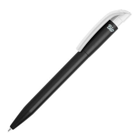 Stylo S45 Bio opaque Noir-Blanc | Sérigraphie 1 couleur | à 180 degrés du clip | 45 mm x 25 mm | non disponible
