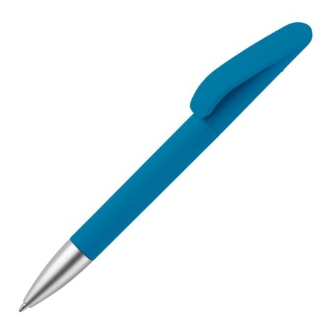 Stylo-bille Slash soft touch R-ABS Bleu / Blanc | Impression Numérique 3D | dans le prolongement du clip lorsque la pointe est active | 55 mm x 6 mm | non disponible