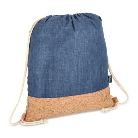 Sac à cordon R-PET &amp; liège 35 x 40cm Bleu foncé | sans marquage | non disponible | non disponible