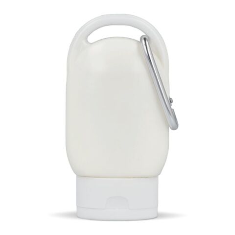 Lotion solaire avec mousqueton SPF30 en matériau recyclé Blanc | sans marquage | non disponible | non disponible