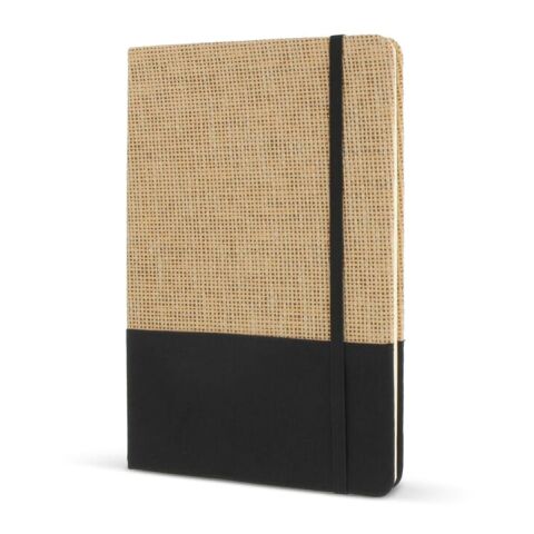 Carnet de notes en jute R-PET GRS Noir | sans marquage | non disponible | non disponible | non disponible