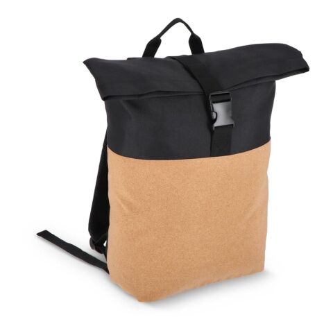 Sac à dos à roulettes en liège et R-PET 18L Noir | sans marquage | non disponible | non disponible | non disponible