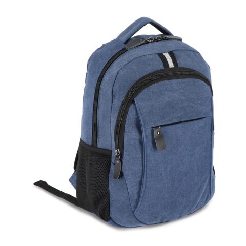 Sac à dos en toile de coton recyclé Harper Bleu / Blanc | sans marquage | non disponible | non disponible | non disponible