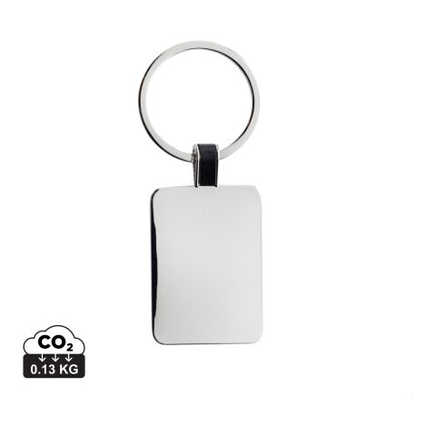 Porte-clés rectangle en alliage de zinc recyclé RCS argent | sans marquage | non disponible | non disponible