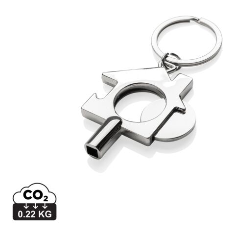 Porte-clés 3 en 1 en alliage de zinc recyclé RCS argent | sans marquage | non disponible | non disponible