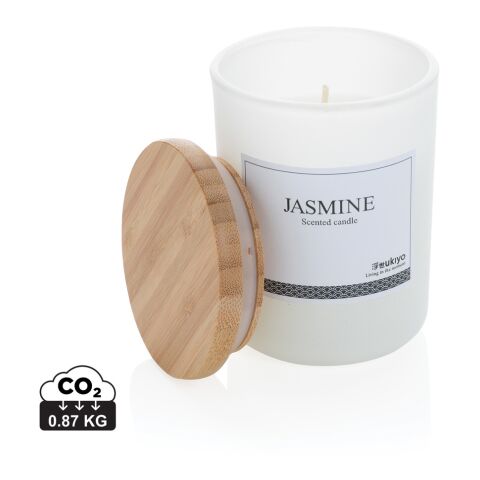 Bougie parfumée avec couvercle en bambou Ukiyo blanc | sans marquage | non disponible | non disponible