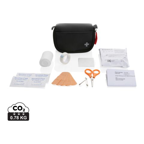 Set premiers secours taille poste en PU nubuck recyclé RCS noir | sans marquage | non disponible | non disponible