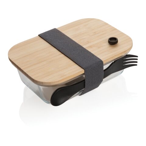 Boîte a bento en verre avec couvercle en bambou