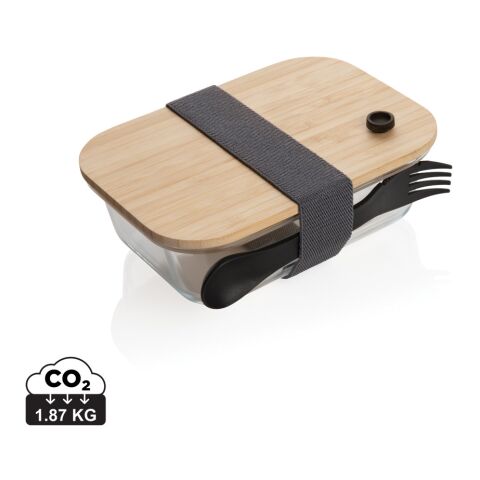 Boîte a bento en verre avec couvercle en bambou