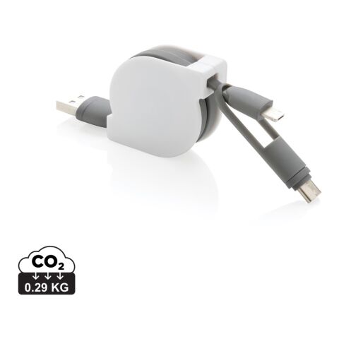 Câble rétractable 3 en 1 gris | sans marquage | non disponible | non disponible