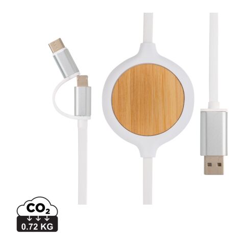 Câble 3 en 1 avec chargeur sans fil en Bambou 5W blanc | sans marquage | non disponible | non disponible