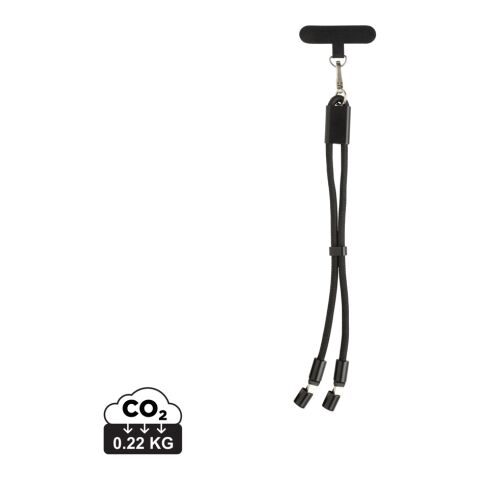 Bracelet téléphone avec câble 60W en rPET RCS LoopAmp noir | sans marquage | non disponible | non disponible