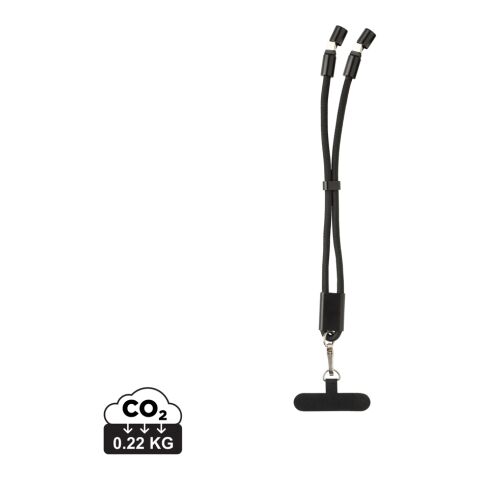Bracelet téléphone avec câble 60W en rPET RCS LoopAmp noir | sans marquage | non disponible | non disponible