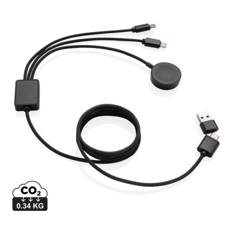 Câble 6-en-1 avec chargeur de montre en rPET RCS Terra gris | sans marquage | non disponible | non disponible