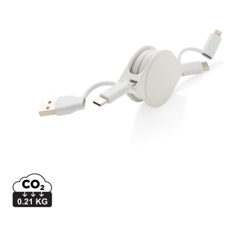 Cable 6 en 1 en TPE et plastique recyclé RCS blanc | sans marquage | non disponible | non disponible