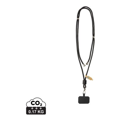 Tour de cou téléphone réglable en rPET recyclé RCS CarryLoop noir | sans marquage | non disponible | non disponible