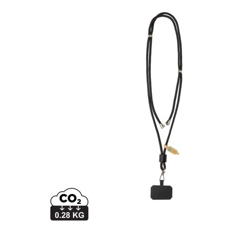 Tour de cou téléphone réglable en rPET recyclé RCS CarryLoop noir | sans marquage | non disponible | non disponible
