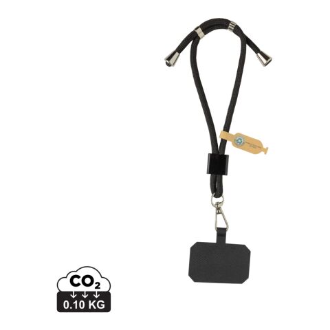 Bracelet téléphone réglable en rPET recyclé RCS CarryLoop noir | sans marquage | non disponible | non disponible