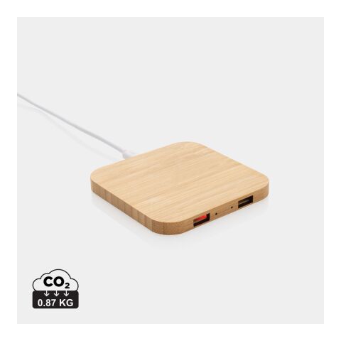 Chargeur sans fil 10W et avec ports USB en bambou FSC®