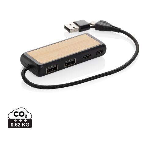 Hub USB à double entrée en plastique et en bambou RCS Link