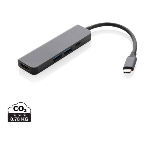 Hub avec entrée HDMI en aluminium recyclé Terra RCS gris | sans marquage | non disponible | non disponible