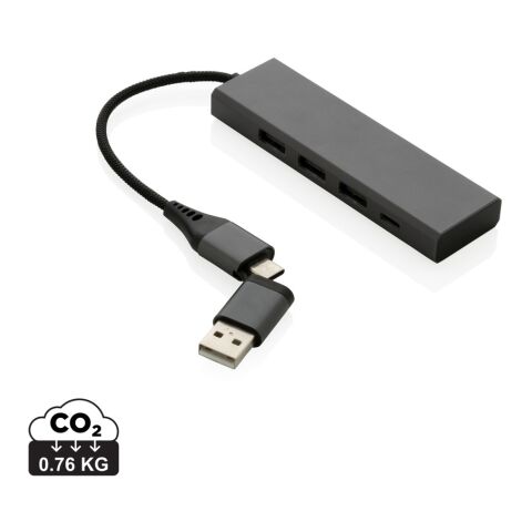 Hub avec 3 ports USB en aluminium recyclé RCS Terra gris | sans marquage | non disponible | non disponible