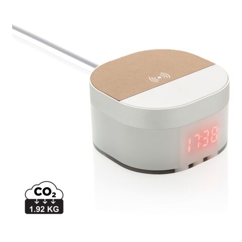 Réveil digital avec chargeur à induction 5W Aria blanc | sans marquage | non disponible | non disponible