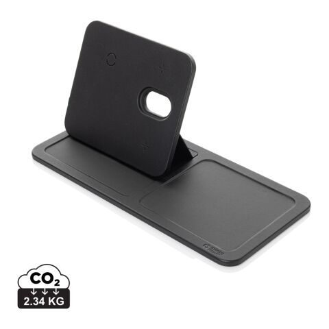 Chargeur de bureau 3 en 1 en PU recyclé RCS Swiss Peak noir | sans marquage | non disponible | non disponible