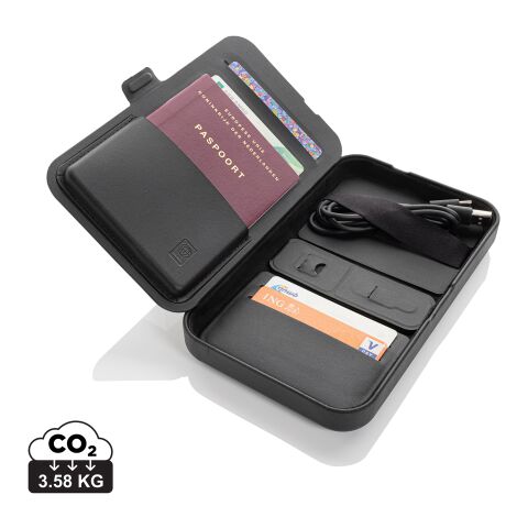 Étui de voyage avec chargeur 3 en 1 en PU RCS Swiss Peak noir | sans marquage | non disponible | non disponible