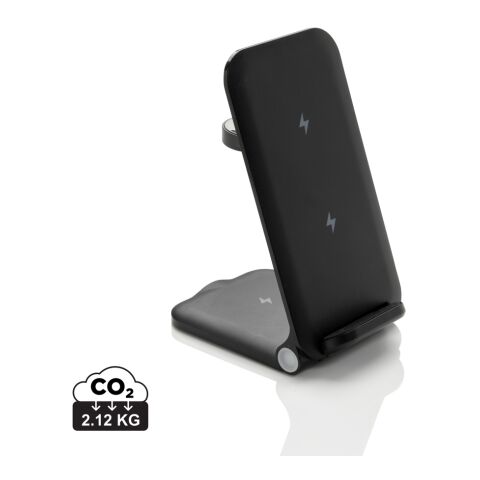 Chargeur 15W 3 en 1 en plastique recyclé RCS Powerpal noir | sans marquage | non disponible | non disponible