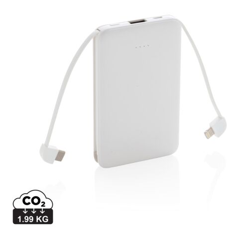 Batterie de secours 5000 mAh avec câble intégré blanc | sans marquage | non disponible | non disponible