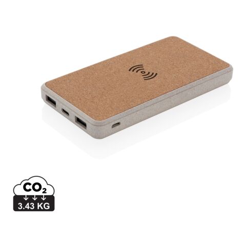 Powerbank 8000 mAh 5W en fibre de paille et liège marron | sans marquage | non disponible | non disponible