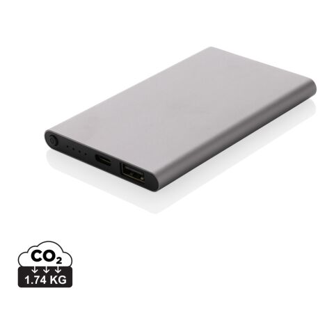 Powerbank 4000mAh en plastique recyclé/aluminium RCS gris | sans marquage | non disponible | non disponible