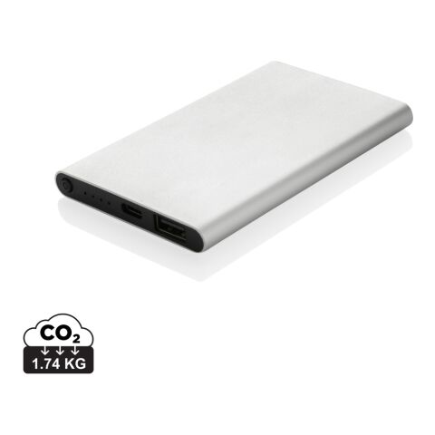 Powerbank 4000mAh en plastique recyclé/aluminium RCS argent | sans marquage | non disponible | non disponible