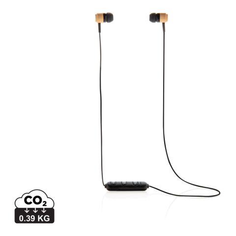 Ecouteurs sans fil en bambou marron-noir | sans marquage | non disponible | non disponible