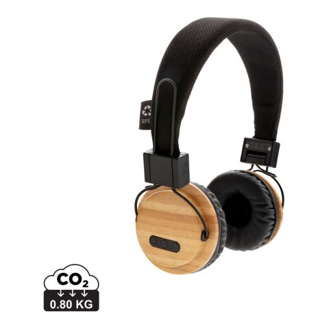 Casque audio sans fil en bambou marron-noir | sans marquage | non disponible | non disponible