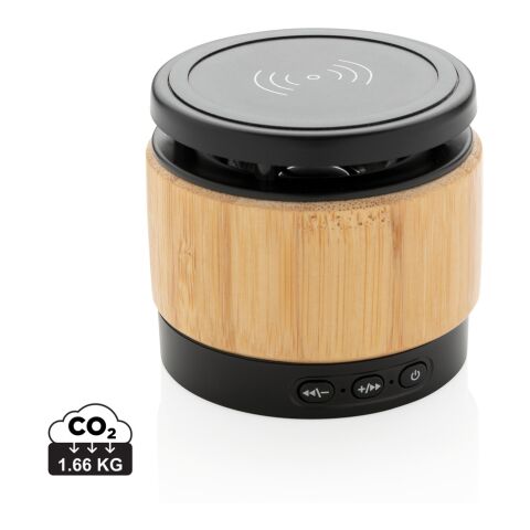 Enceinte 3W avec chargeur à induction en bambou marron-noir | sans marquage | non disponible | non disponible