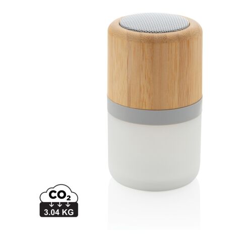 Enceinte 3W en bambou avec lumière d&#039;ambiance blanc | sans marquage | non disponible | non disponible