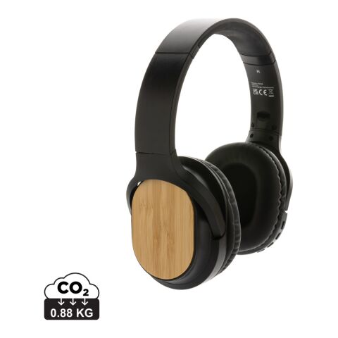 Casque sans fil pliable en bambou RCS et FSC® Elite noir | sans marquage | non disponible | non disponible