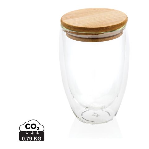 Verre double paroi 350ml avec couvercle en bambou Blanc | sans marquage | non disponible | non disponible