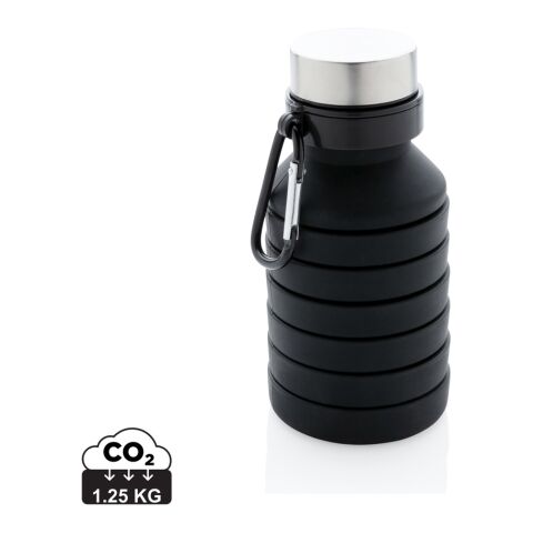 Bouteille en silicone pliable et étanche avec couvercle noir | sans marquage | non disponible | non disponible