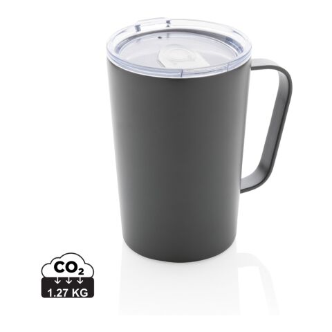 Mug moderne en acier inoxydable recyclé RCS avec couvercle antracite | sans marquage | non disponible | non disponible