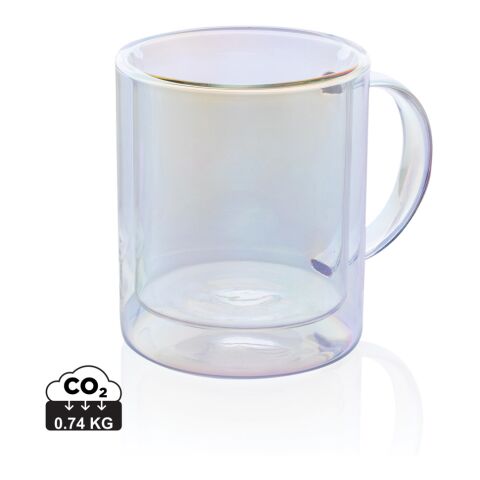 Mug double paroi en verre électroplaqué Blanc | sans marquage | non disponible | non disponible