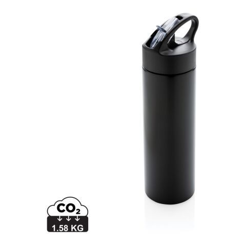 Bouteille de sport avec paille - 450 ml noir | sans marquage | non disponible | non disponible | non disponible
