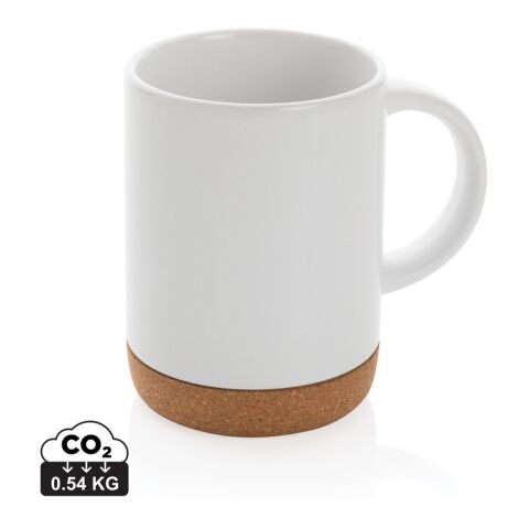 Mug en céramique avec base en liège blanc | sans marquage | non disponible | non disponible