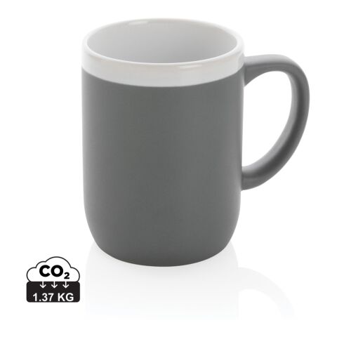 Mug en céramique avec bord blanc gris-blanc | sans marquage | non disponible | non disponible