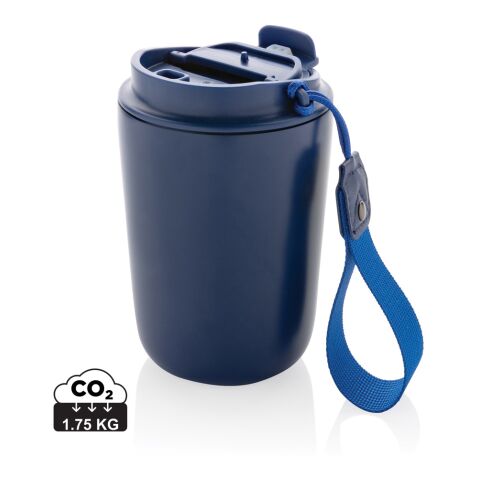 Mug iso en acier inoxydable recyclé RCS avec lanière Cuppa bleu | sans marquage | non disponible | non disponible