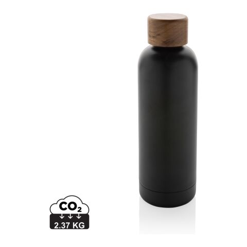 Bouteille iso en acier inoxydable recyclé certifiée RCS Wood noir | sans marquage | non disponible | non disponible